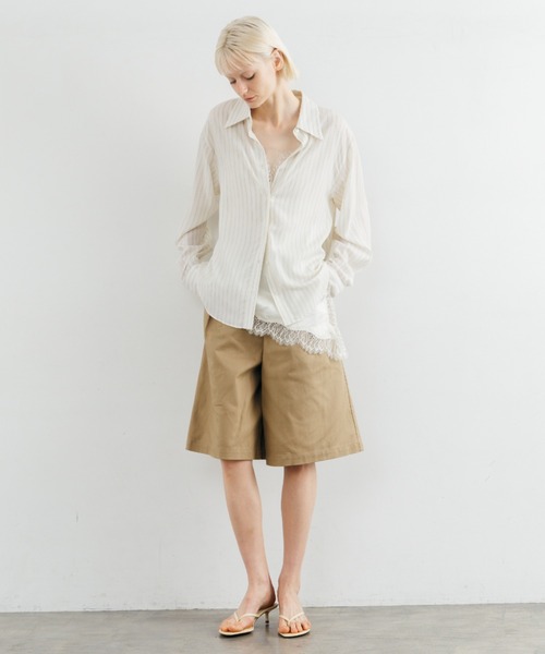 CREDONA（クレドナ）の「WIDE BERMUDA PANTS/ワイドバミューダパンツ（その他パンツ・レディース・ベージュ/ブラック・0/1）」の4枚目の写真