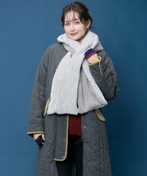 KRIFF MAYER Lady's Collection(クリフメイヤーレディースコレクション)の「縦キルト中綿ジャケット(ノーカラーコート・レディース・ブラック/ナチュラル/オリーブ/ネイビー・LARGE/MEDIUM)」の9枚目の写真