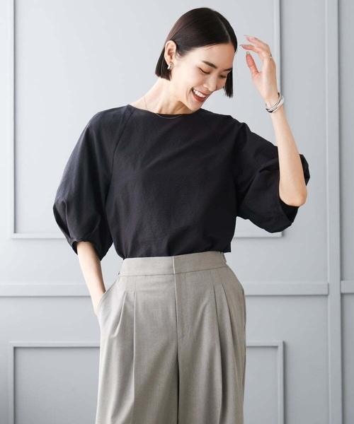 MICHEL KLEIN（ミッシェル・クラン）の「パフスリーブブラウス（シャツ/ブラウス・レディース・ダークインディゴブルー/ネイビー/ライトグレー/ブラック/ベージュ・38）」の11枚目の写真
