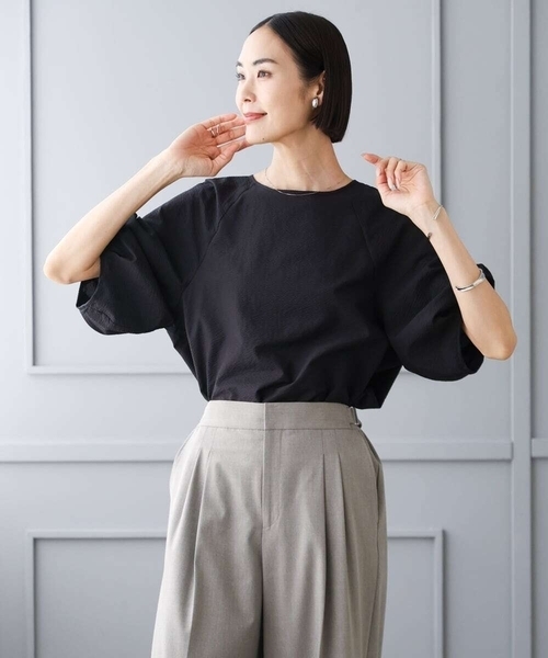 MICHEL KLEIN（ミッシェル・クラン）の「パフスリーブブラウス（シャツ/ブラウス・レディース・ダークインディゴブルー/ネイビー/ライトグレー/ブラック/ベージュ・38）」の12枚目の写真