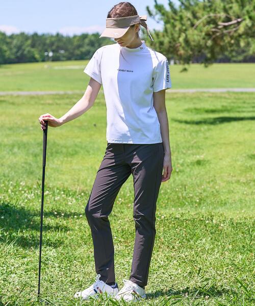 adabat(アダバット)の「【ADABAT NAVY】UVケア/接触冷感 クールタッチロゴラインモックT(Tシャツ/カットソー・レディース・ブルー系その他/ホワイト・38/40/42)」の4枚目の写真