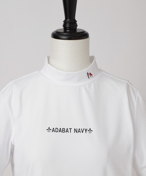 adabat(アダバット)の「【ADABAT NAVY】UVケア/接触冷感 クールタッチロゴラインモックT(Tシャツ/カットソー・レディース・ブルー系その他/ホワイト・38/40/42)」の12枚目の写真