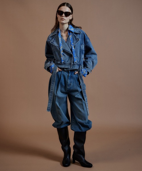 MAISON SPECIAL(メゾンスペシャル)の「【2026Autumn PRE-ORDER】Denim Short Trench Coat/デニムショートトレンチ(トレンチコート・レディース・ブルー・FREE)」の3枚目の写真