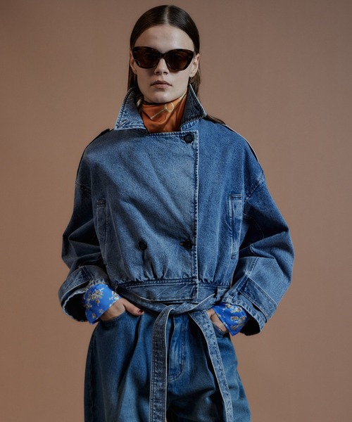 MAISON SPECIAL(メゾンスペシャル)の「【2026Autumn PRE-ORDER】Denim Short Trench Coat/デニムショートトレンチ(トレンチコート・レディース・ブルー・FREE)」の6枚目の写真