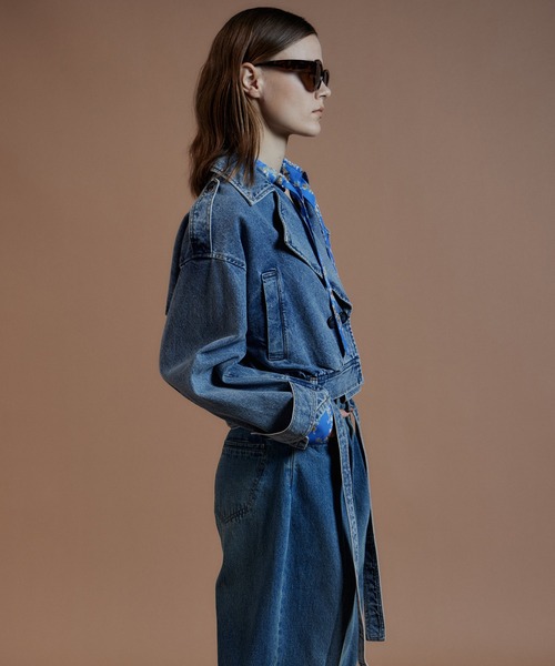 MAISON SPECIAL(メゾンスペシャル)の「【2026Autumn PRE-ORDER】Denim Short Trench Coat/デニムショートトレンチ(トレンチコート・レディース・ブルー・FREE)」の10枚目の写真