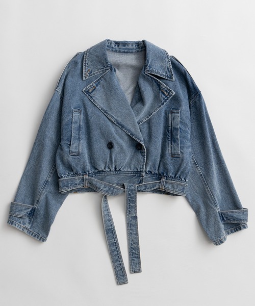 MAISON SPECIAL(メゾンスペシャル)の「【2026Autumn PRE-ORDER】Denim Short Trench Coat/デニムショートトレンチ(トレンチコート・レディース・ブルー・FREE)」の13枚目の写真