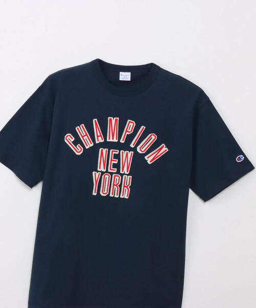 FREAK'S STORE(フリークスストア)の「Champion/チャンピオン SHORT SLEEVE T-SHIRT/ロゴ半袖Tシャツ(Tシャツ/カットソー・レディース・ネイビー/ナチュラル/チャコールグレー・MEDIUM)」の1枚目の写真