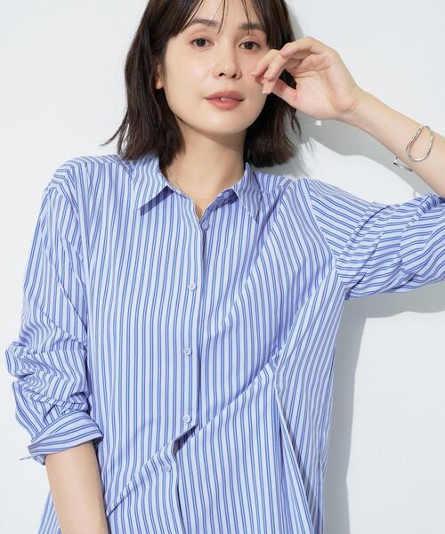INDIVI(インディヴィ)の「【UV/接触冷感/高ストレッチ】フロントタックシャツ(シャツ/ブラウス・レディース・ホワイト/サックスブルー系・05/13/15 /19/34/38)」の8枚目の写真