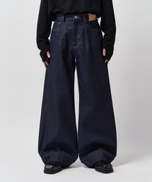 Lui's（ルイス）の「【Neucon】FRONT PATCH WIDE-LEG JEANS   フロントパッチワイドレッグデニムパンツ   セットアップ対応（デニムパンツ）」