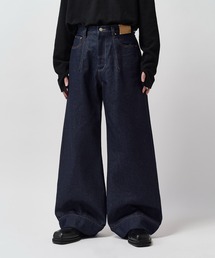 Lui's（ルイス）の「【Neucon】FRONT PATCH WIDE-LEG JEANS   フロントパッチワイドレッグデニムパンツ   セットアップ対応（デニムパンツ）」