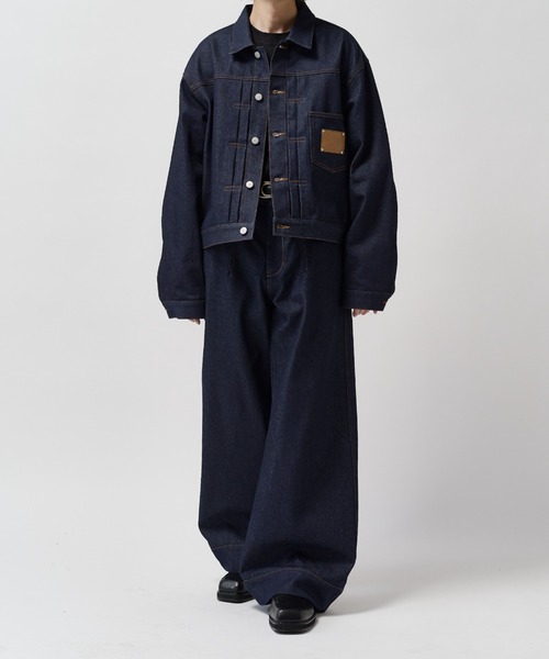 Lui's(ルイス)の「【Neucon】FRONT PATCH WIDE-LEG JEANS / フロントパッチワイドレッグデニムパンツ / セットアップ対応(デニムパンツ・メンズ・インディゴブルー/ブラック・1/2)」の10枚目の写真