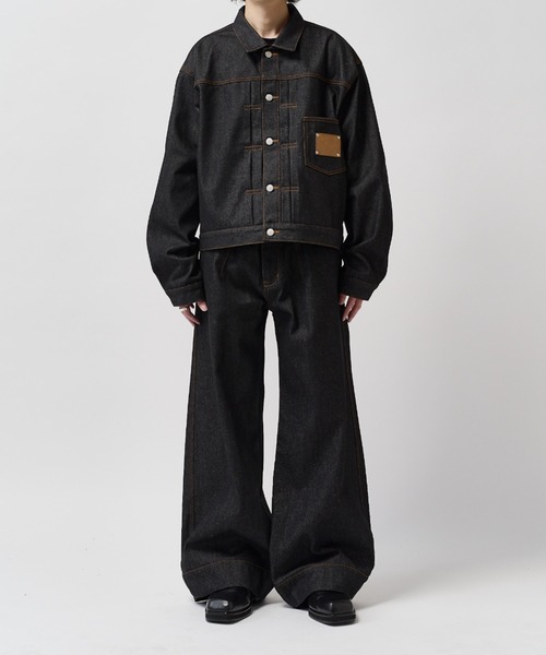 Lui's(ルイス)の「【Neucon】FRONT PATCH WIDE-LEG JEANS / フロントパッチワイドレッグデニムパンツ / セットアップ対応(デニムパンツ・メンズ・インディゴブルー/ブラック・1/2)」の17枚目の写真