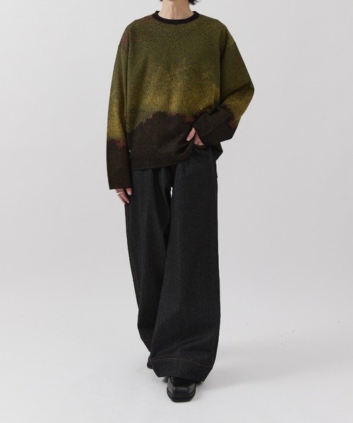 Lui's(ルイス)の「【Neucon】FRONT PATCH WIDE-LEG JEANS / フロントパッチワイドレッグデニムパンツ / セットアップ対応(デニムパンツ・メンズ・インディゴブルー/ブラック・1/2)」の14枚目の写真
