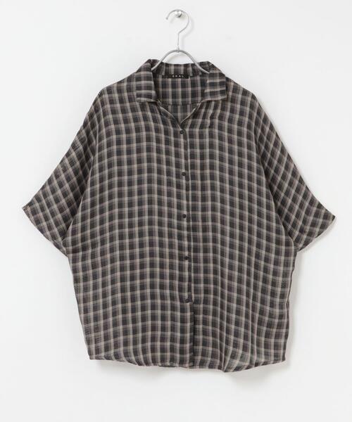 EKAL(エカル)の「『速乾』パナマライク リラックスチェックシャツ(シャツ/ブラウス・レディース・グレー系その他/ベージュ系その他・ONE)」の19枚目の写真