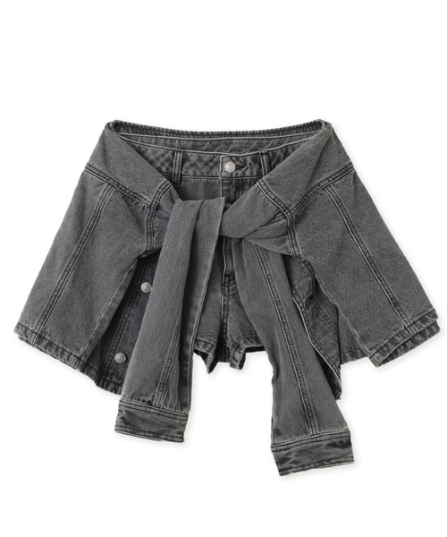 atmos pink(アトモスピンク)の「atmos pink Denim Wrap Short Pants / アトモス ピンク ラップ ショート パンツ(デニムパンツ・レディース・ブラック/ブルー・S/M)」の2枚目の写真