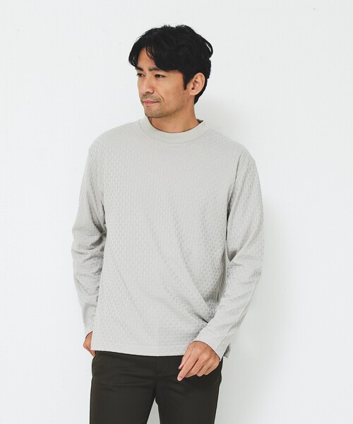 ABAHOUSE GRAY(アバハウスグレイ)の「【チェック柄】リンクス ブロック 長袖 Tシャツ(Tシャツ/カットソー・メンズ・ブラック/ホワイト/グレイッシュブルー/グレイッシュベージュ・46/48/44)」の3枚目の写真