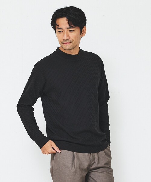 ABAHOUSE GRAY(アバハウスグレイ)の「【チェック柄】リンクス ブロック 長袖 Tシャツ(Tシャツ/カットソー・メンズ・ブラック/ホワイト/グレイッシュブルー/グレイッシュベージュ・46/48/44)」の2枚目の写真