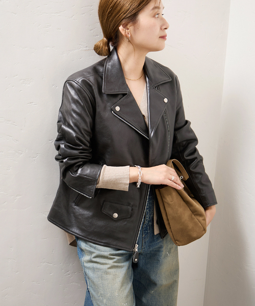 schott(ショット)の「別注【Schott/ショット】for JS ラムレザー ダブルライダース ジャケット(ライダースジャケット・レディース・ブラック・MEDIUM/LARGE)」の10枚目の写真
