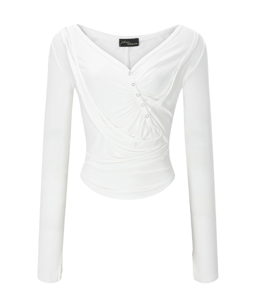 PLEASENOFOLLOW(プリーズノーフォロー)の「Deba Long Sleeve Top (White)(Tシャツ/カットソー・レディース・その他・FREE)」の2枚目の写真