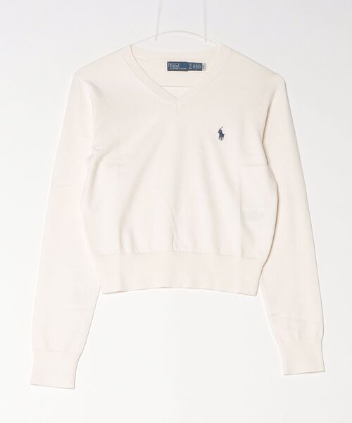 POLO RALPH LAUREN(ポロ ラルフ ローレン)の「コットンブレンド シュランケン Vネック セーター(ニット/セーター・レディース・ナチュラル・M/S/XS/L)」の6枚目の写真