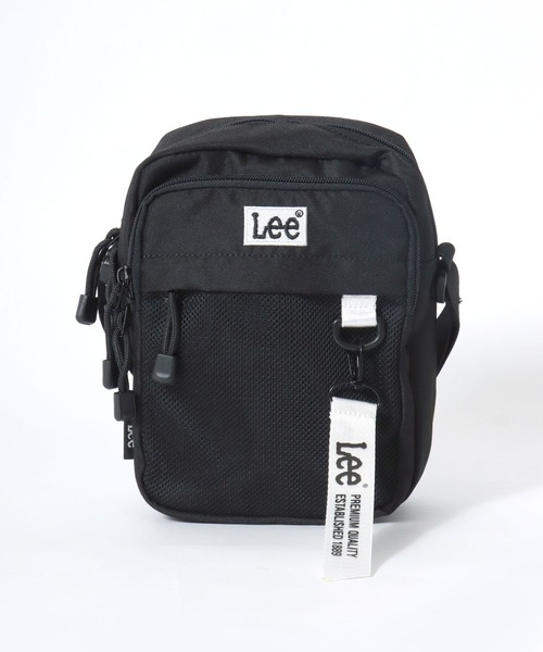 Lee(リー)の「Lee/リー 撥水 ロゴ ワンポイント刺繍 テープチャーム付き ミニショルダーバッグ/レディース メンズ(ショルダーバッグ・レディース・ブラック×ブラック/ブラック×ホワイト/ブラック×グリーン/ブラック×パープル/ブラック×ピンク・FREE)」の8枚目の写真