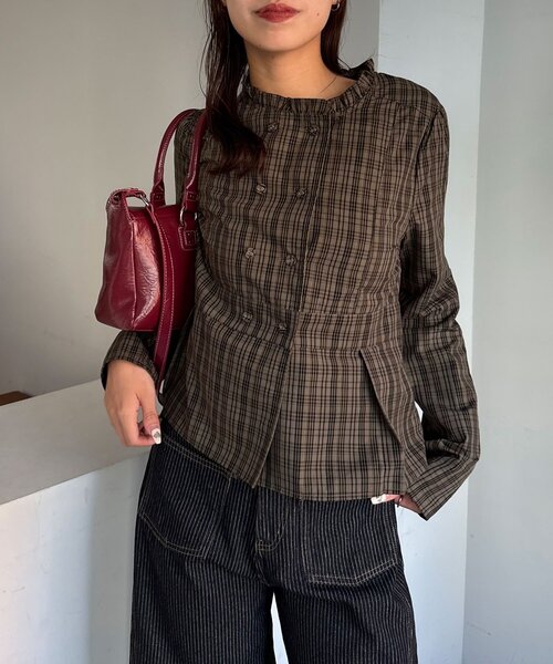 CIAOPANIC(チャオパニック)の「ダブルボタンコンパクトシャツ(シャツ/ブラウス・レディース・ベージュ/ネイビー/グリーン・ONE SIZE)」の22枚目の写真