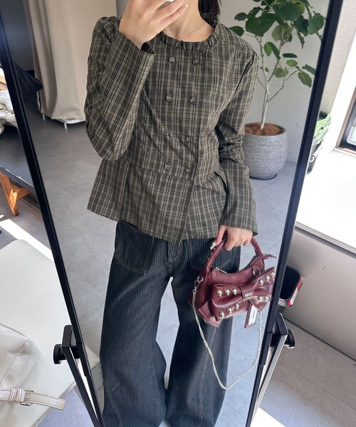 CIAOPANIC(チャオパニック)の「ダブルボタンコンパクトシャツ(シャツ/ブラウス・レディース・ベージュ/ネイビー/グリーン・ONE SIZE)」の15枚目の写真