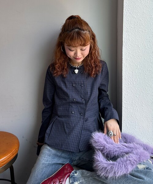 CIAOPANIC(チャオパニック)の「ダブルボタンコンパクトシャツ(シャツ/ブラウス・レディース・ベージュ/ネイビー/グリーン・ONE SIZE)」の11枚目の写真