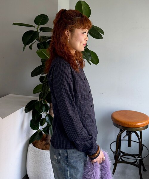 CIAOPANIC(チャオパニック)の「ダブルボタンコンパクトシャツ(シャツ/ブラウス・レディース・ベージュ/ネイビー/グリーン・ONE SIZE)」の8枚目の写真