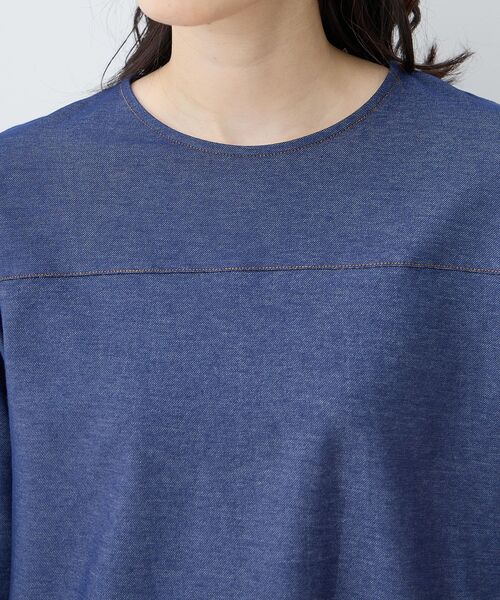 DECOY SINCE 1981(デコイシンスイチキュウハチイチ)の「デニムライクストレッチ7分袖カットプルオーバー(Tシャツ/カットソー・レディース・ネイビー/ベージュ・M/L)」の7枚目の写真