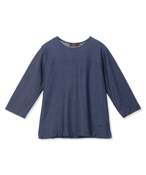 DECOY SINCE 1981(デコイシンスイチキュウハチイチ)の「デニムライクストレッチ7分袖カットプルオーバー(Tシャツ/カットソー・レディース・ネイビー/ベージュ・M/L)」の19枚目の写真