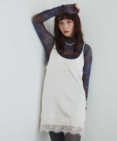 W:Huku(フーク)の「シルキーサテンレースキャミソール / Silky Satin Lace Camisole(キャミソール・レディース・オフホワイト/ブラウン/ピンク/ネイビー・FREE)」の12枚目の写真