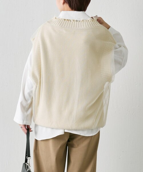 ear PAPILLONNER(イアパピヨネ)の「ダメージチュールニットベスト【SUM1 STYLE】(ベスト・レディース・グレー/アイボリー・FREE)」の7枚目の写真