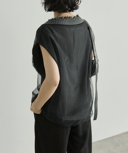 ear PAPILLONNER(イアパピヨネ)の「ダメージチュールニットベスト【SUM1 STYLE】(ベスト・レディース・グレー/アイボリー・FREE)」の19枚目の写真