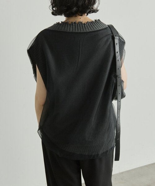 ear PAPILLONNER(イアパピヨネ)の「ダメージチュールニットベスト【SUM1 STYLE】(ベスト・レディース・グレー/アイボリー・FREE)」の20枚目の写真