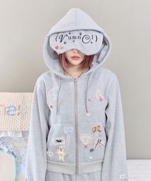 アイマスク付き裏起毛デコスウェットパーカー / Deco Fleece-Lined Hoodie with Eye Mask