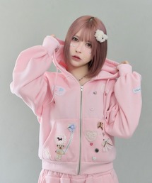 アイマスク付き裏起毛デコスウェットパーカー / Deco Fleece-Lined Hoodie with Eye Mask