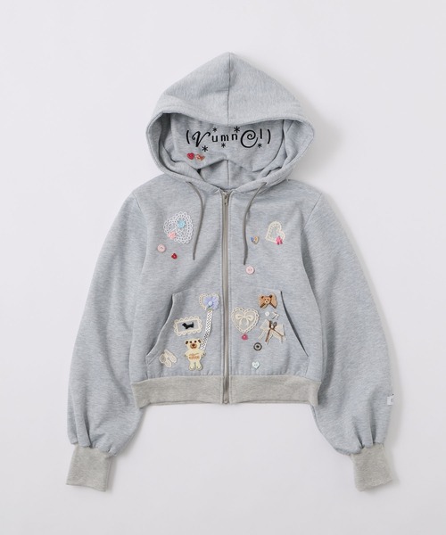rumnel:(ルムネル)の「アイマスク付き裏起毛デコスウェットパーカー / Deco Fleece-Lined Hoodie with Eye Mask(パーカー・レディース・ブラック/ピンク/グレー・FREE)」の14枚目の写真