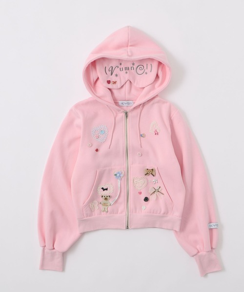 rumnel:(ルムネル)の「アイマスク付き裏起毛デコスウェットパーカー / Deco Fleece-Lined Hoodie with Eye Mask(パーカー・レディース・ブラック/ピンク/グレー・FREE)」の18枚目の写真