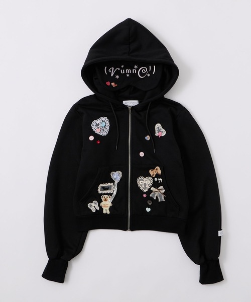 rumnel:(ルムネル)の「アイマスク付き裏起毛デコスウェットパーカー / Deco Fleece-Lined Hoodie with Eye Mask(パーカー・レディース・ブラック/ピンク/グレー・FREE)」の10枚目の写真