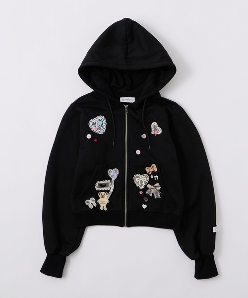 rumnel:(ルムネル)の「アイマスク付き裏起毛デコスウェットパーカー / Deco Fleece-Lined Hoodie with Eye Mask(パーカー・レディース・ブラック/ピンク/グレー・FREE)」の11枚目の写真