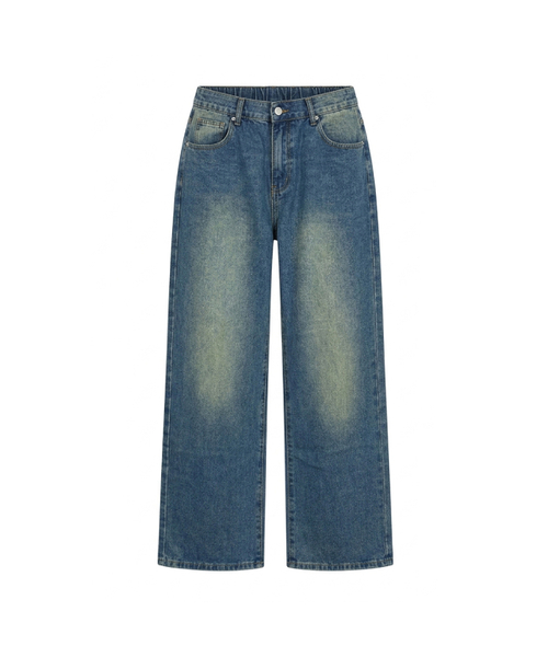 GCLIP(ジクリップ)の「リラックス PEID ウォッシュド ハーフバンディング ワイド デニムパンツ 5Color(デニムパンツ・メンズ・ライトブルー/ブラック/グレー/ブルー/ダークブルー・SMALL/MEDIUM/LARGE/X-LARGE/XX-LARGE)」の5枚目の写真
