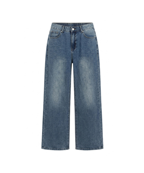 GCLIP(ジクリップ)の「リラックス PEID ウォッシュド ハーフバンディング ワイド デニムパンツ 5Color(デニムパンツ・メンズ・ライトブルー/ブラック/グレー/ブルー/ダークブルー・SMALL/MEDIUM/LARGE/X-LARGE/XX-LARGE)」の4枚目の写真