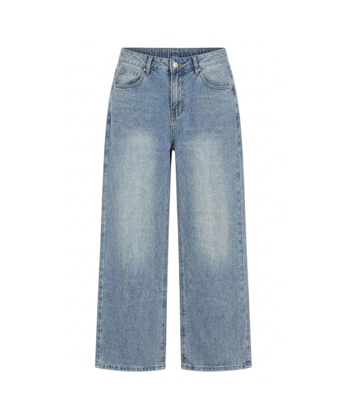 GCLIP(ジクリップ)の「リラックス PEID ウォッシュド ハーフバンディング ワイド デニムパンツ 5Color(デニムパンツ・メンズ・ライトブルー/ブラック/グレー/ブルー/ダークブルー・SMALL/MEDIUM/LARGE/X-LARGE/XX-LARGE)」の1枚目の写真