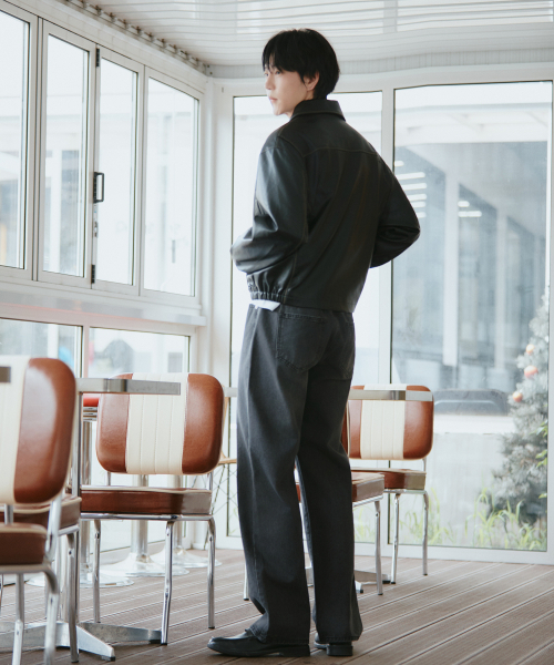 GCLIP(ジクリップ)の「リラックス PEID ウォッシュド ハーフバンディング ワイド デニムパンツ 5Color(デニムパンツ・メンズ・ライトブルー/ブラック/グレー/ブルー/ダークブルー・SMALL/MEDIUM/LARGE/X-LARGE/XX-LARGE)」の20枚目の写真