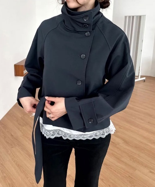 FAVORITO(ファヴォリート)の「スタンドカラートレンチコート(トレンチコート・レディース・ネイビー/ベージュ・F)」の17枚目の写真