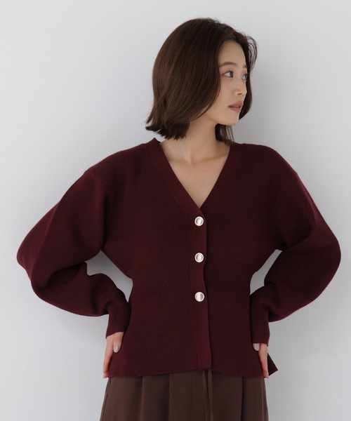 NATURAL BEAUTY BASIC(ナチュラルビューティーベーシック)の「〈WEB限定〉ペプラムフォルムカーディガン(カーディガン/ボレロ・レディース・ブラック/グレー/バーガンディー・FREE)」の19枚目の写真
