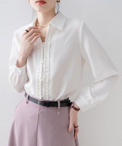 ONEP STAR(ワンピスター)の「フロントフリル長袖シャツ(シャツ/ブラウス・レディース・ブルー/ホワイト・LARGE/MEDIUM/X-LARGE)」の17枚目の写真
