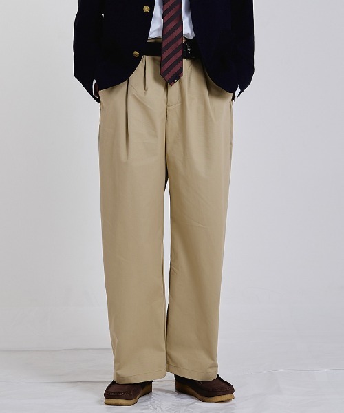 EFFECTEN(エフェクテン)の「mp15504-2tuck wide pants タックワイドパンツ(efsc-06)(その他パンツ・メンズ・ベージュ/ブラック・M/XL/L)」の1枚目の写真