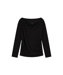 SITP5307 カウルネック長袖Tシャツ_ブラック